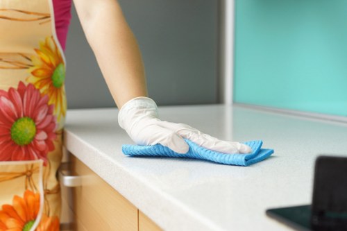Deep cleaning preparation in a Putney kitchen and living space