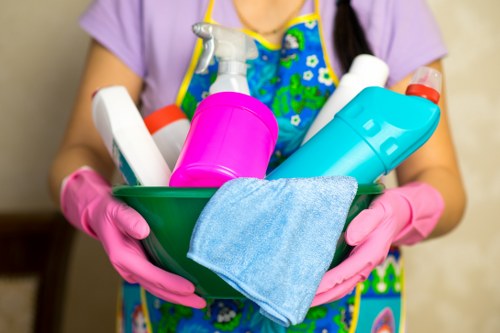 Local cleaning team working in a Putney apartment after a move