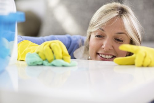 Local cleaning team working in a Putney apartment